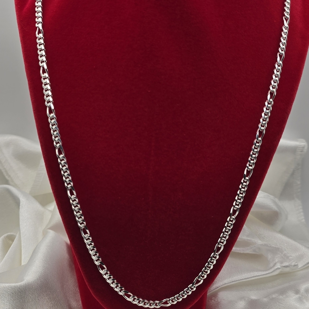 Italian Sterling Silver 925 Figaro Miami Chain Link Necklace